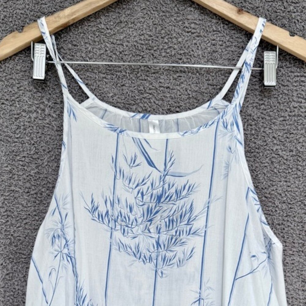 GAP cotton/modal sleep/lounge tank in white and blue bamboo print